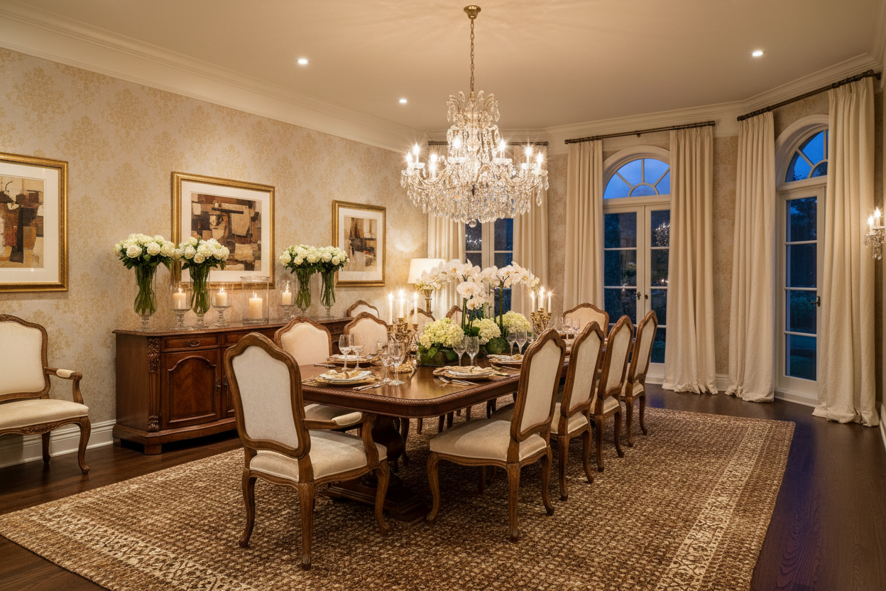 create a dinning hall premium with home decor 
